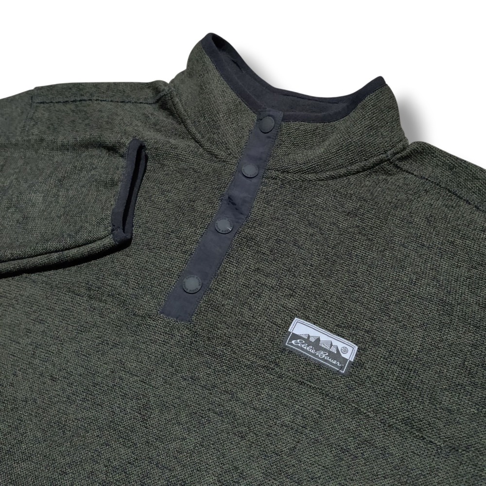 Eddie Bauer Men's‎ Size L Knit Pullover Fleece Sweater Heather Forest Green New